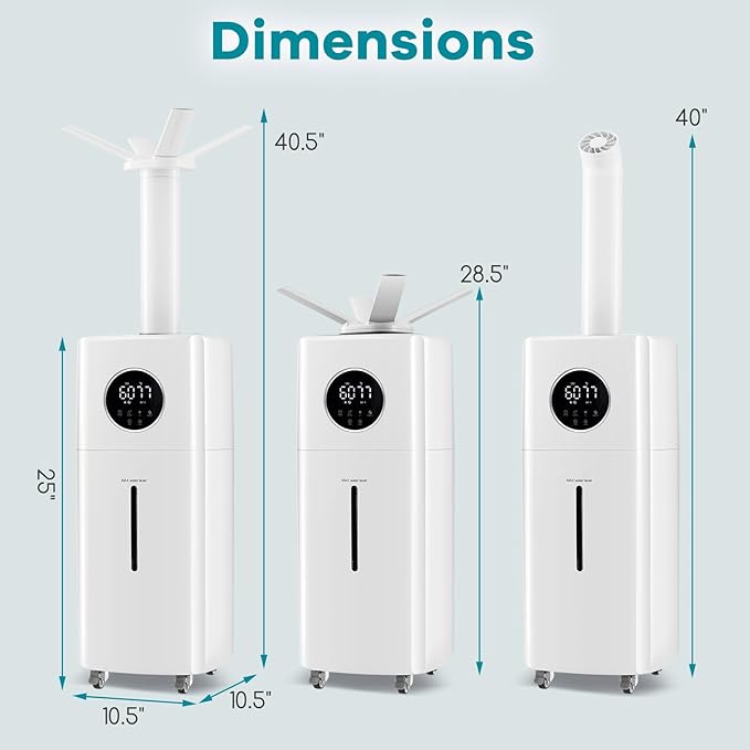 ARLIME Humidifier Large Room 2200 Sq.Ft, 5.5Gal Top Fill Commercial Humidifier w/3 Mist Levels, Extension Tube, 360° Nozzles & Remote Control, Whole House Humidifier w/Wheels for Bedroom, Plants, Gree