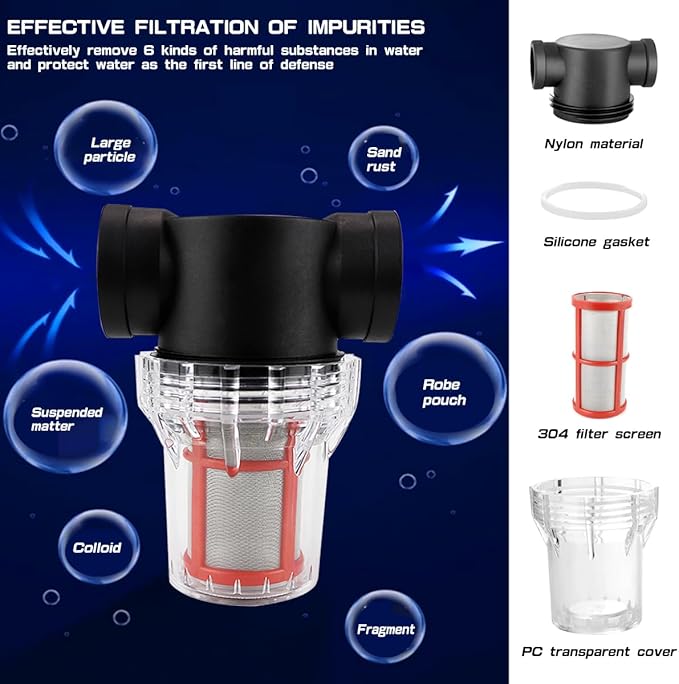 Garden Pond 1 inch Mesh Strainer Water Pump Filter Thread Inline Filter Strainer High Pipeline Filter for RV,Outdoor Gardening,Pressure Washer（200 Mesh）