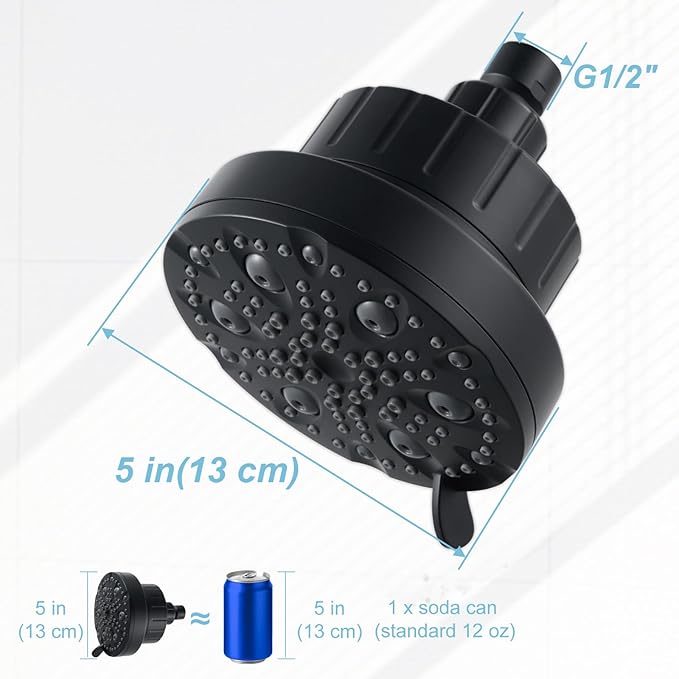 OFFO Filtered Shower Head, 20 Stage Shower Filter Head for Hard Water with Pause Mode, 9 Modes High Pressure Shower Head with Filter for Remove Chlorine and Harmful, Matte Black