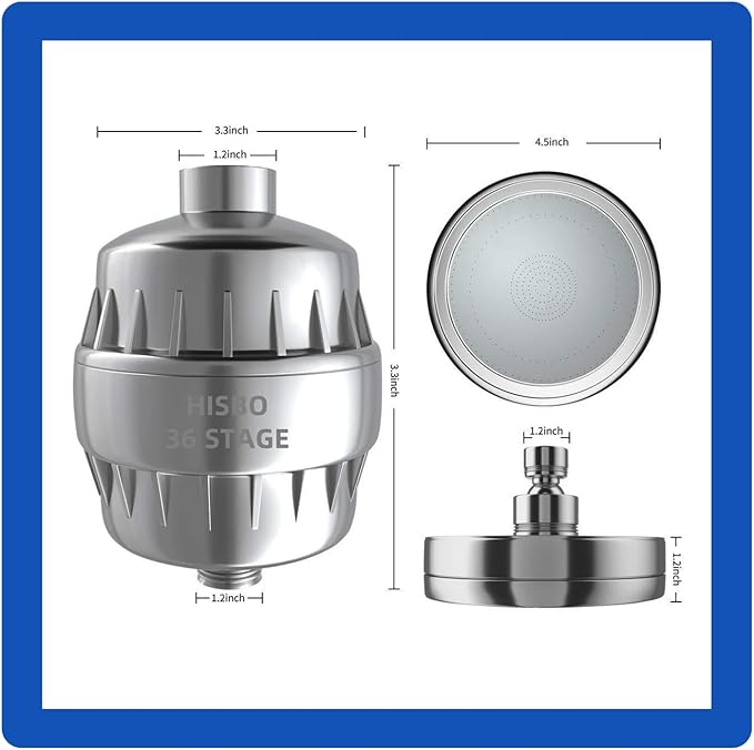 Luxury High Output Filtered Shower Head Set - 36 Stage Advanced Shower head Filter & 3 Stage Water Filter Shower Head Filter for Hard Water, Removes Chlorine, Fluoride, Metals, Vitamin C E A Infusion