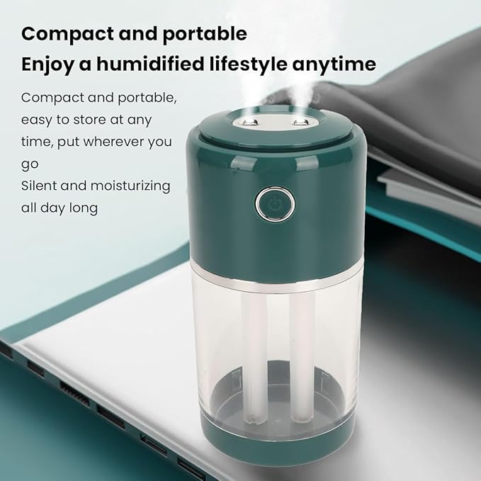FLEXMAN Portable Mini Humidifier, 520ml Fast Humidification, 20Db Quiet, Automatic Power Off USB Humidifier with Two Spray Modes for Nursery, Bedroom, Office (Green)