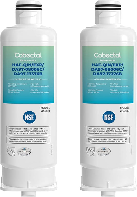 HAF-QIN/EXP Water Filter Replacement for samsung Haf-qin DA97-17376B RS27T5200SR RS22T5201SR RF27T5241SR RF23M8070SG DA97-08006C Rf28T5001SR RF27T5201SR RF27T5201SG Water Filter,2 pack,by Cobectal