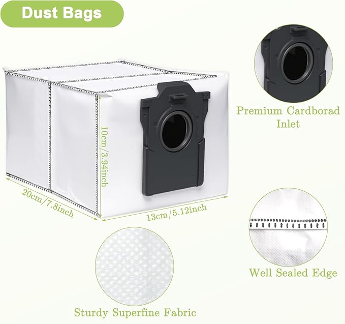 15 PCS Accessories Replacement Parts Compatible with Dreame X40 Ultra/ L40 Ultra X40 Master MOVA P10/P50 Pro Ultra Robot Vacuum Cleaner, 1 Main Brush, 4 Side Brushes, 2 Filters, 2 Dust Bags 6 Mop Pads