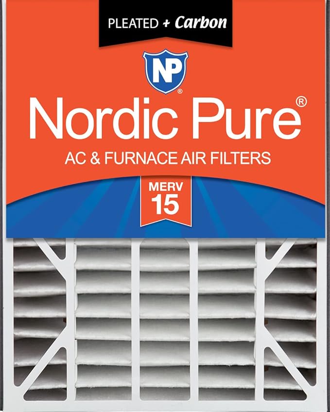 Nordic Pure 20x25x5 (19_3/4 x 24_1/4 x 4_7/8) Air Bear Air Filter Replacement MERV 15 Plus Carbon 1 Pack