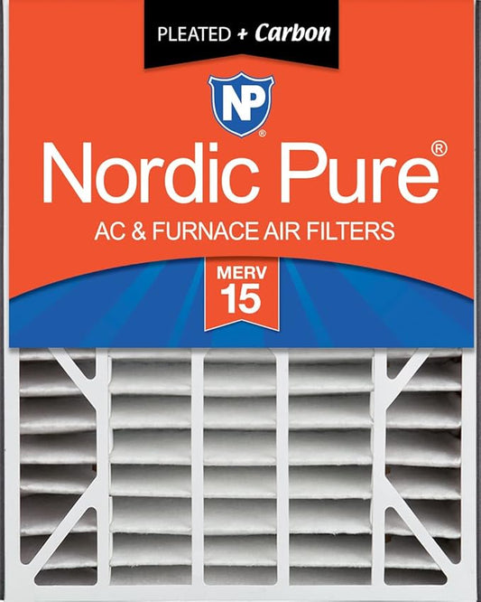 Nordic Pure 20x25x5 (19_3/4 x 24_1/4 x 4_7/8) Air Bear Air Filter Replacement MERV 15 Plus Carbon 1 Pack