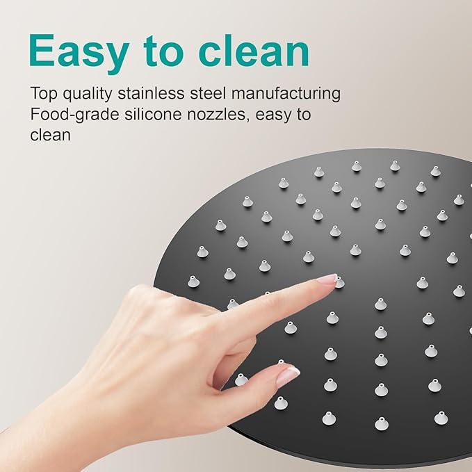 All Metal Rain Shower Head - Heavy Duty Stainless Steel, Easy Install, High Water Flow, Ultra-Thin Modern Design for Bathroom (D-Matte Black, 8)