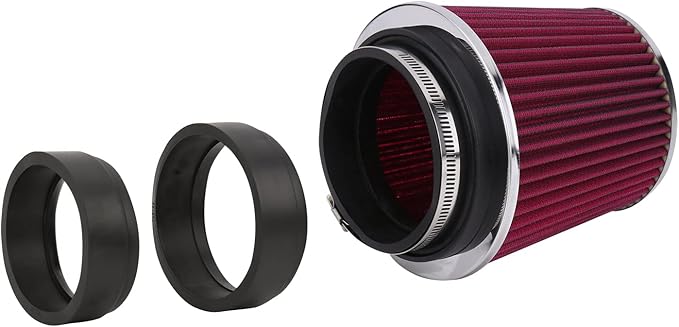 Universal Clamp-On Air Filter Fits 3 In /3.5 In /4 In Three Different Size, Height: 5.5 In, Length: 1.125 In, High Flow Round Tapered Washable For Car and Motorcycle