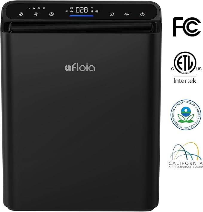 Afloia Air Purifiers for Bedroom Home Large Room Up to 2000Ft², 3-Stage Efficient Filter with Laser Air Quality Sensor for Pets Hair Dander Pollen Allergies Dust Mold Odor Smoke, Black