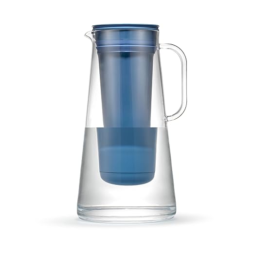 LifeStraw Home – Water Filter Pitcher, 10-Cup, Stormy Blue, BPA Free Designed for Everyday Protection Against Bacteria, parasites, microplastics, Lead, Mercury, PFAS and a Variety of Chemicals