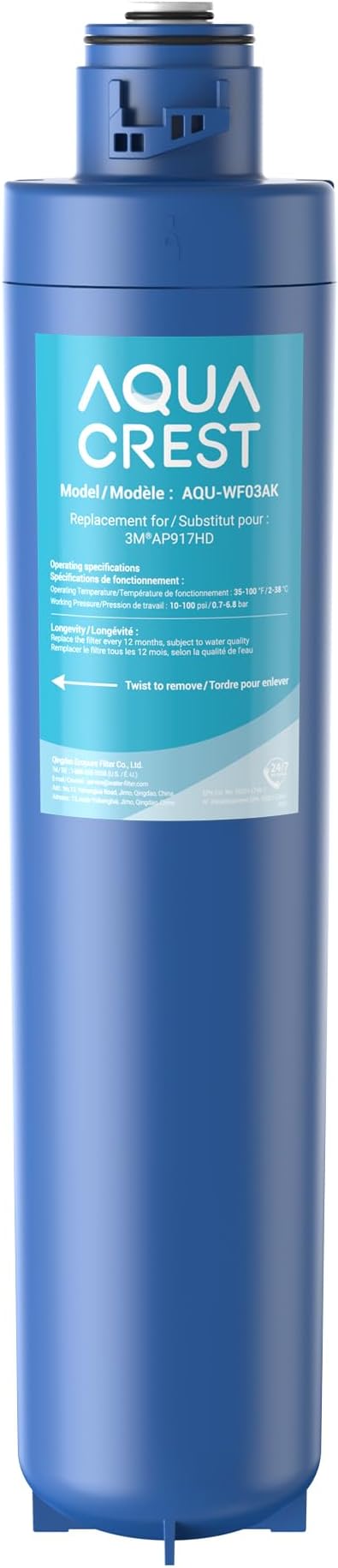AQUA CREST W03AK Whole House Water Filter, Well Water Filter Replacement for Aqua-Pure® AP917HD, Compatible with 3M® Aqua-Pure® AP903 System, 10000 Gallons, Reduces Sediment, Chlorine Taste and Odor