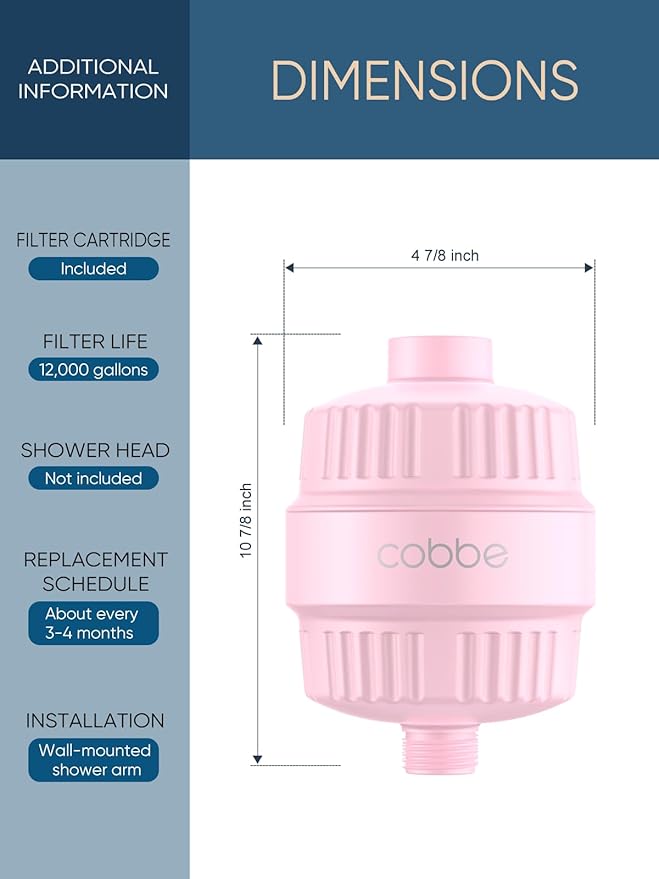 Cobbe HD HEAVY DUTY High Output Shower Filter – 99% REMOVAL Shower Head Filter for Hard Water, Heavy Metals, Chlorine and Harmful Substance, Improve your skin and hair - Pink