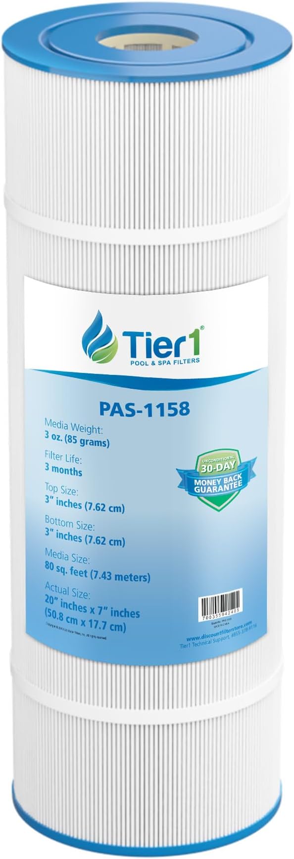 Tier1 Replacement for Pentair Clean & Clear Plus 320 Pool Filter Cartridge | Compatible with Unicel C-7470, Pleatco PCC80, Filbur FC-1976 | 20" x 7" | Trilobal Fabric | Washable Pool Cartridge