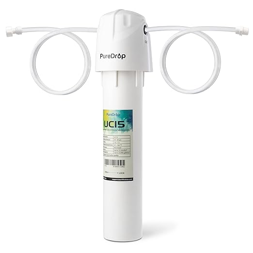 UC15 Under Sink Water Filter, 23K Gallons Capacity Water Filtration System, Direct Connect to Kitchen Sink Faucet, Drinking Water Filter Reduces Chlorine