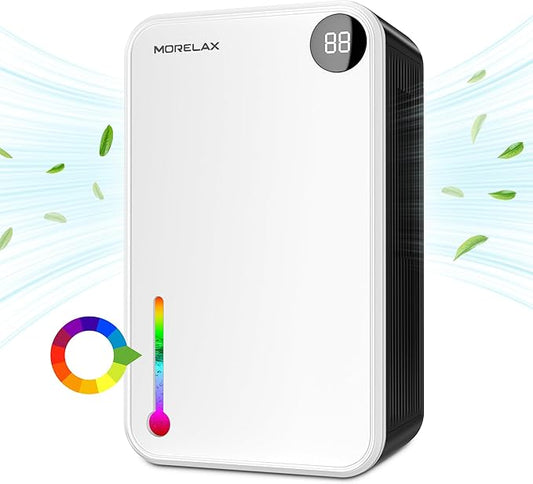 Dehumidifier,Scozza 25 OZ Small Dehumidifiers for Room for Home, Quiet with Auto Shut Off, Dehumidifiers for Bedroom (280 sq. ft), Bathroom, RV, Closet,Bedroom, Basement, 7-color LED light,White