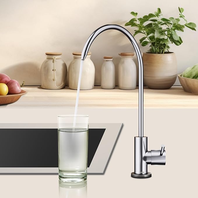 Brass Reverse Osmosis Faucet, Sink Water Filter System, Suitable for Most Reverse Osmosis or Water Filtration Systems, Kitchen Bar Sink Drinking Water Faucet (Chrome)
