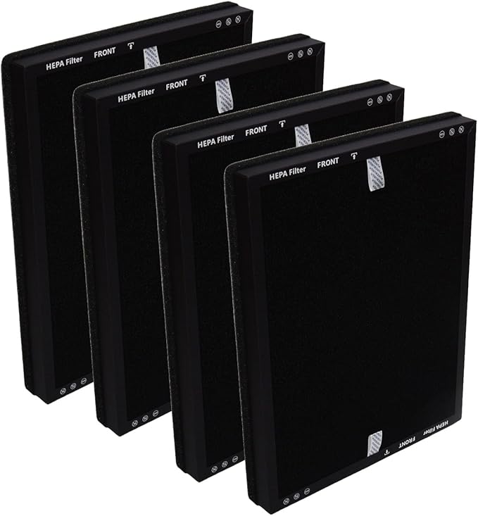 PUREBURG Replacement Filter Compatible with ECOSELF HAP602 HAP602WF Air Purifiers,4-Pack H13 HEPA Activated Carbon 3-Stage Filtration Air Clean Dust VOCs