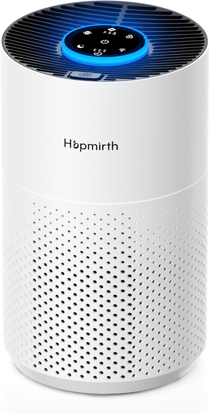 Upgraded Air Purifiers for Bedroom & Home with H14 True HEPA Filter, Covers Up to 880ft², 360° Air Intake, Quiet Pet Air Purifier, Fragrance & Timer, Removes Smoke, Pet Dander & Pollen, White
