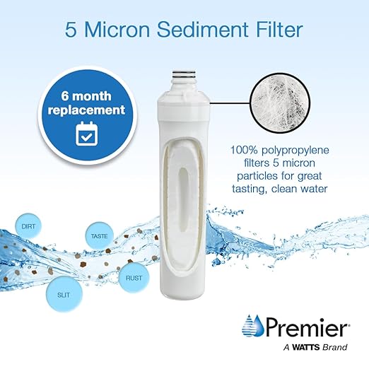 Watts Premier Annual Pure UF-3 5-Pack Filter Kit for 3-Stage Ultra Filtration and RO Pure Reverse Osmosis System, Push Button, 2 Sediment Filters, 2 LVOC Carbon Filters, UF Membrane, WQA Certified