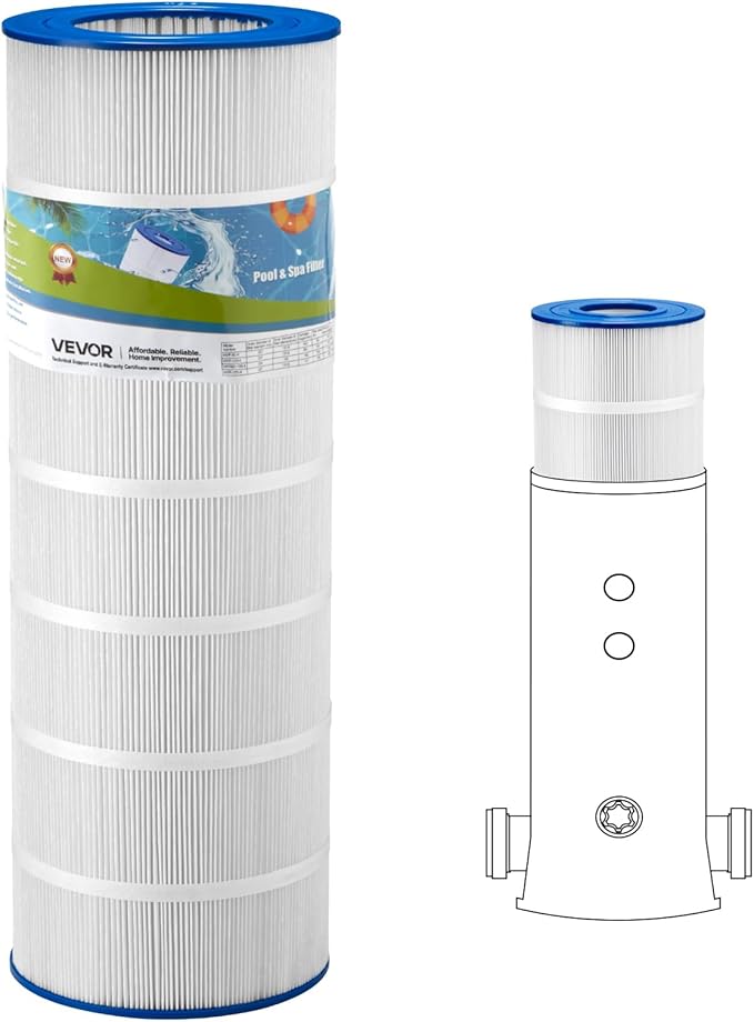 VEVOR CC150 Pool Filter Cartridge Replacement for Pentair Clean & Clear 150, Replace Pleatco PAP150, Pentair R173216, Unicel C-9415, 150 sq.ft,L x OD:31 1/8" x10 1/16"