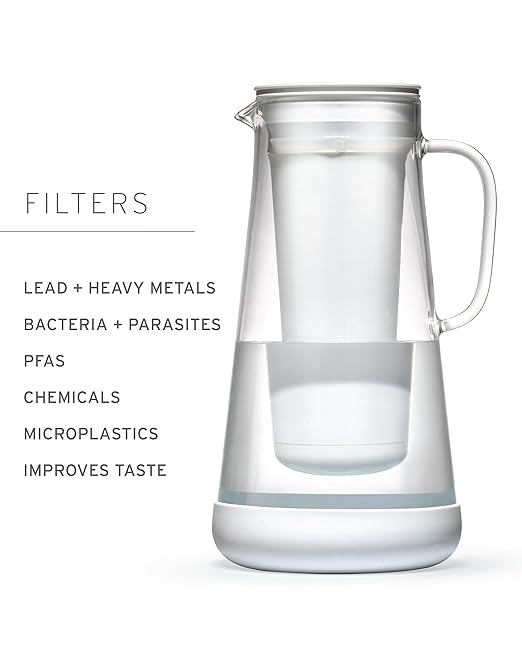 LifeStraw Home Pitcher Glass and Silicone Base 7 Cup Terrazzo