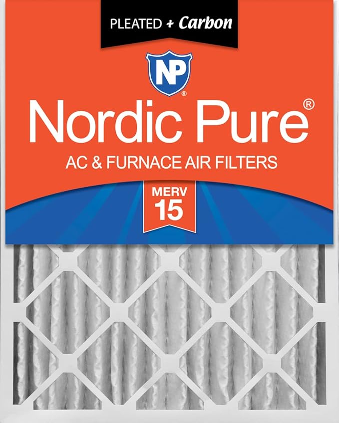 Nordic Pure 20x20x4 (19_1/2 x 19_1/2 x 3_5/8) Pleated Air Filters MERV 15 Plus Carbon 1 Pack