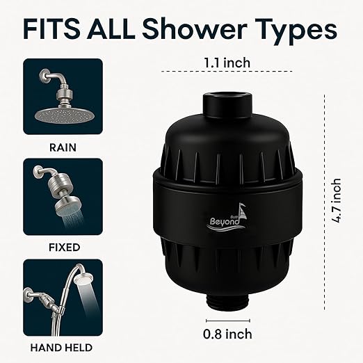 30 Stage Shower Filter Shower Head Filter High Output Softener Reduces Dry Skin Chlorine Odors Black