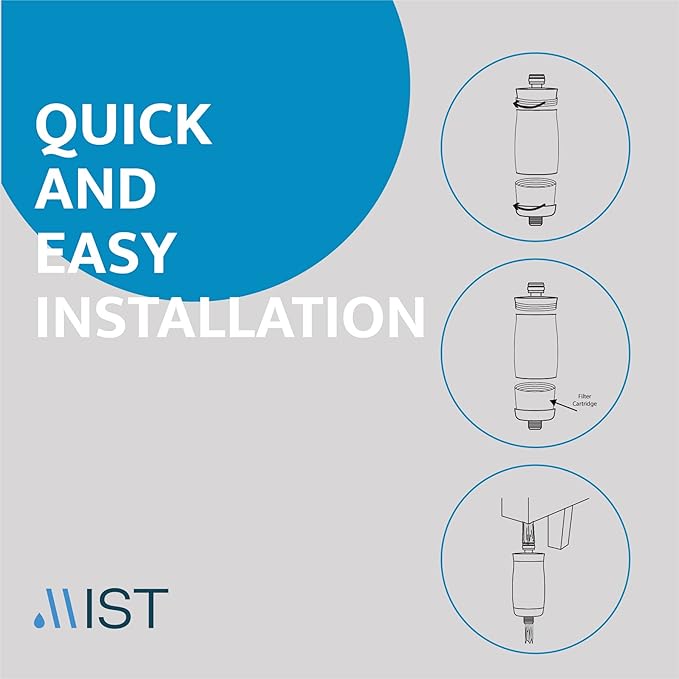 Mist - 8 Stage Filtered Shower Head Replacement Cartridge, Compatible with Mist MSS084, Revitalizing Shower Water Softener with High Output, Long Lasting, Filter For Hard Water (3 pack)