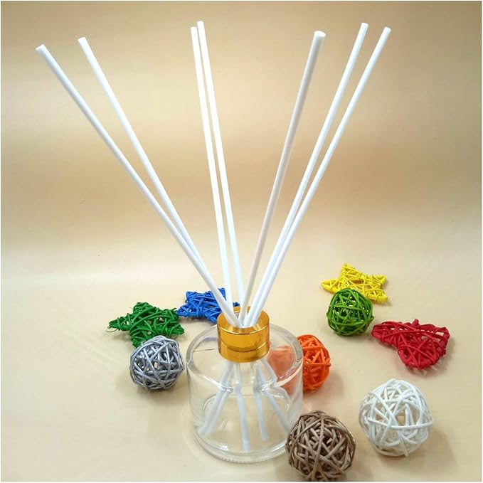 100 Pieces Fiber Reed Diffuser Replacement Refill Sticks (8" x 3mm, White)