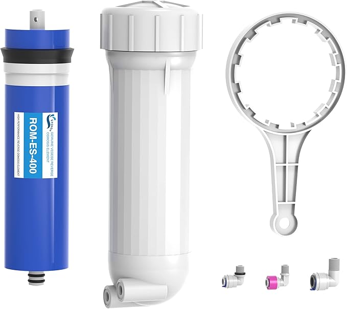 400 GPD RO Membrane Filter Replacement with Reverse Osmosis Membrane Housing, Wrench, 1/4" Quick-Connect Fitting, Check Valve, Fit Under Sink RO Home Drinking Water Filter Filtration Purifier System
