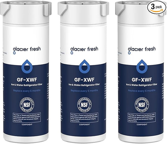 GLACIER FRESH XWF Replacement for GE XWF Refrigerator Water Filter Pack of 3 (Not XWFE)