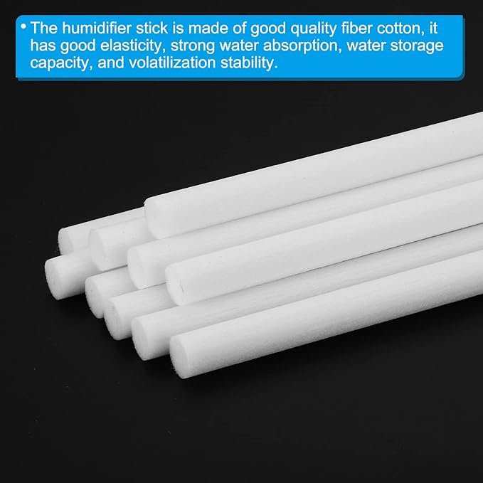 PATIKIL Humidifier Cotton Filter Sticks, 10 Pcs Refill Sticks Filter Wicks Replacement for USB Mini Humidifiers Portable Diffuser (5.91'' x 0.31''), White