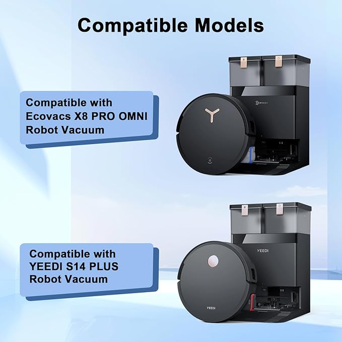 21Pcs Spare Accessories Compatible with ECOVACS DEEBOT X8 PRO OMNI/S14 PLUS Robot Vacuum Mop Replacement Parts with 6 Dust Bags, 4 HEPA Filters, 6 Side Brushes,3 Roller Mops,1 Main Brush,1 Brush