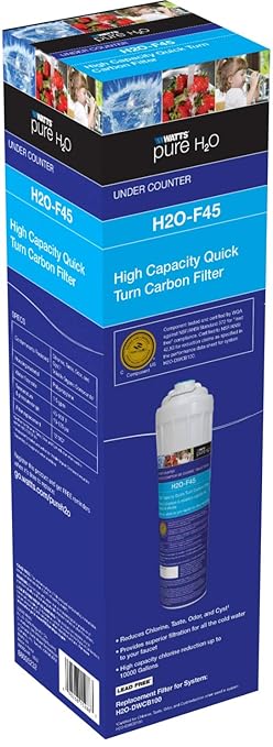 Watts Premier Pure H2O Single Stage 15" High Capacity Carbon Block Water Filter Replacement Cartridge for Under Counter Filtration System, Flow Rate 1.5 GPM, Removes Sediment, Improves Taste