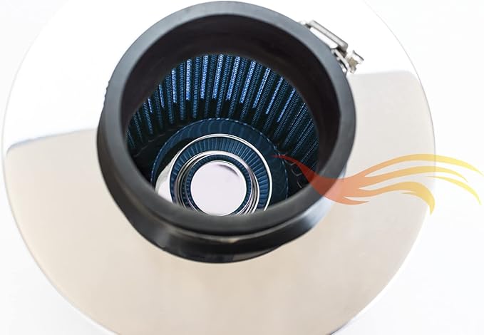 BLUE 3.5" 89 mm Inlet Cold Air Cone Replacement Quality Performance Washable Clamp-On Dry Air Filter