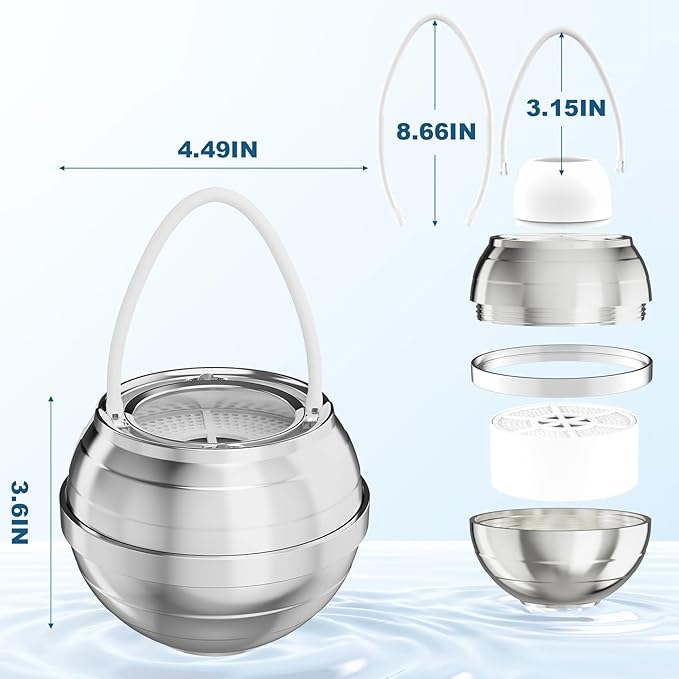 Chrome Bath Filter for Tub - 8 Stages Bath Filter- Removes Hundreds of Contaminants, Purify Your Bathwater for Healthier Skin and Hair