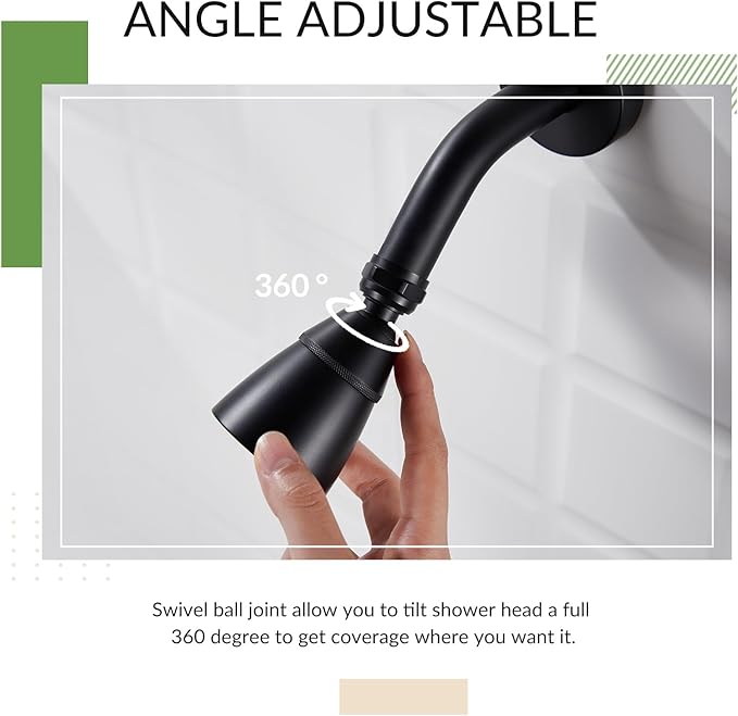 APLusee Matte Black High Flow Replacement Shower Head, Metal Brass Flexible Bathroom Shower Sprayer