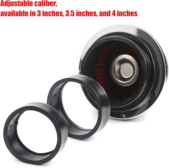 Universal Clamp-On Air Filter Fits 3 In /3.5 In /4 In Three Different Size, Height: 2.625 In, Base 6 In, Top 4.75 In, High Flow Round Tapered Washable For Car and Motorcycle