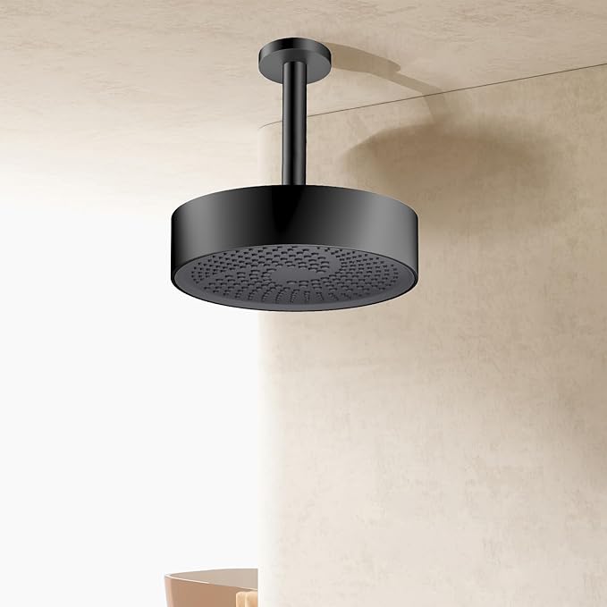 AULEEND，high pressure shower heads，with Anti-Clog Rubber Jets - 360° Rotation Adjustable Shower Head -7.87inches (Matte Black)