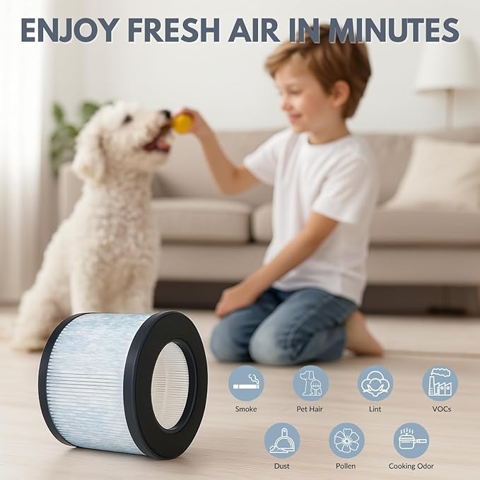 Nispira 3-in-1 True HEPA Filter Replacement Compatible with Miko Air Purifier C102 ibuki MA-01CW, MA-18, Okaysou AirMic4S, 1 Pack