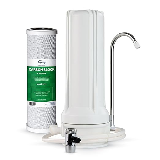 iSpring CKC1 Countertop Drinking Water Filtration System with Carbon Filter 2.5" x 10", White