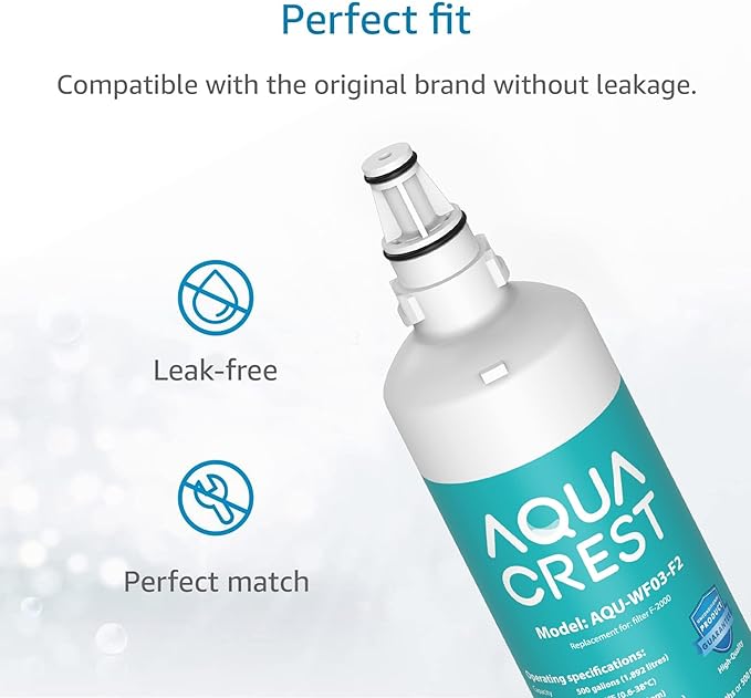 AQUA CREST F-2000, 4204490 Water Filter, Replacement for InSinkErator® F-1000,F-2000, Sub-Zero 4204490,4290510 and AquaPure AP Easy C-Complete, Sub Zero Water Filter Replacement, NSF/ANSI 42,Pack of 2
