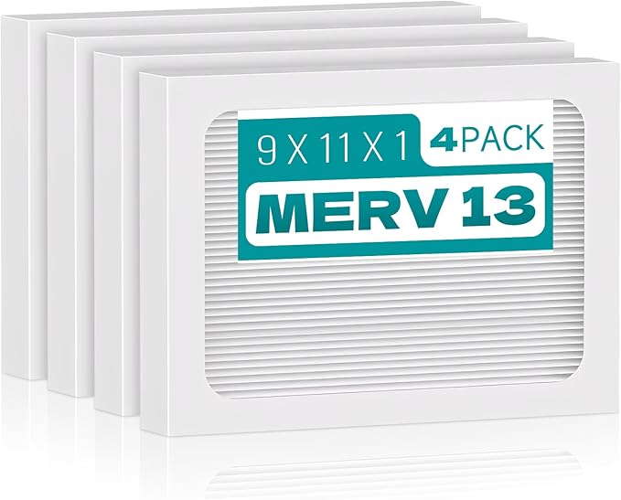 4-Pack 9 x 11 x 1 MERV 13 Replacement Dehumidifier Filter Compatible with Santa Fe Compact70, Ultra70, Element, Compact2, UA 65H dehumidifier Models