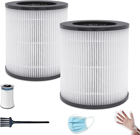 NKA Replacement Filters for Azeus C8 H13 True HEPA Replacement Filters Compatible with Azeus C8, Mooka C10, Hisense KJ120 Air Purifiers, 3-Stage Filtration with Activated Carbon, 2-Pack