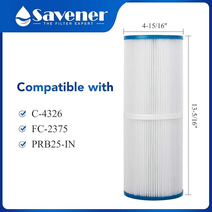 PRB25-IN Spa Filter Cartridge Compatible with Unicel c-4326 25Sq.ft Guardian 413-106 Filbur FC-2375 R173429 42513 1 Pack