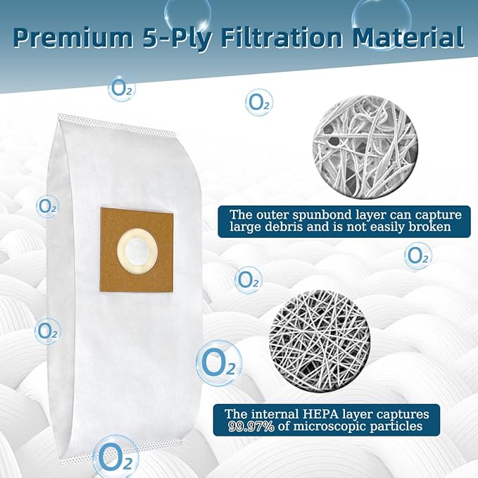 6 Pack Type Y HEPA Vacuum Bags Replacement for Hoover WindTunnel Upright Style Y, Z, YZ Vacuum Cleaners, 4010100Y Filter Bag