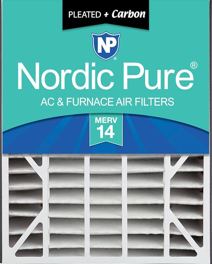 Nordic Pure 20x25x5 (19_3/4 x 24_1/4 x 4_7/8) Air Bear AC Filter Replacement MERV 14 Plus Carbon 1 Pack