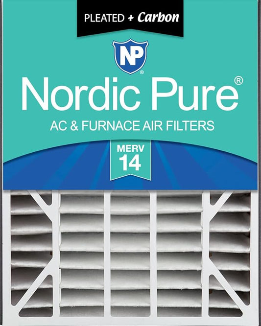 Nordic Pure 20x25x5 (19_3/4 x 24_1/4 x 4_7/8) Air Bear AC Filter Replacement MERV 14 Plus Carbon 1 Pack
