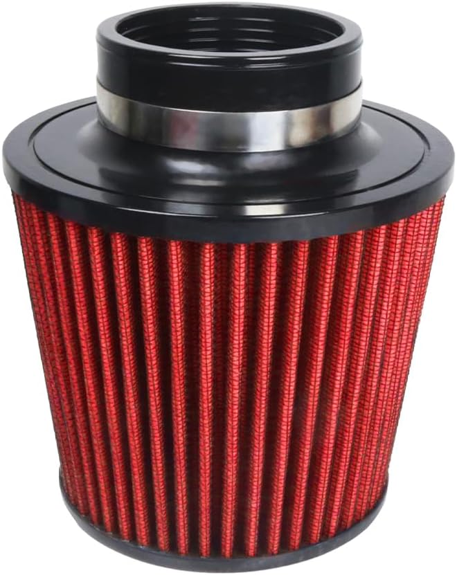 Kyostar Universal Carbon Fiber 3 Inch 76mm Air Intake Cone Filter Replacement Quality Dry Air Filter, Red