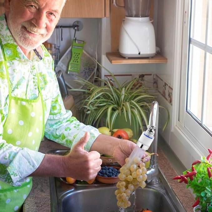 Sonku 2 Pack Kitchen & Bathroom Faucet Filter, Universal 360 Rotating, 6 Replacement Cartridges, Advanced Filtration Technology