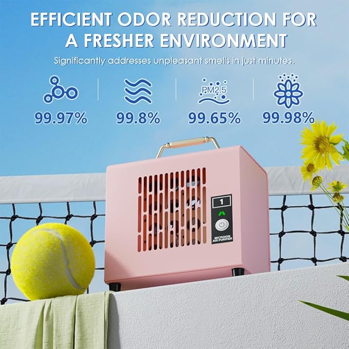 Portable Ionic Air Purifier, Hassle-Free Design, Type-C Rechargeable, 6-Hour Battery, Removes 99.5% of Pollen & Smoke, Ultra-Quiet 25dB, Ideal for Travel, Office, Bedroom, Covers Up to 20㎡